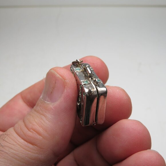 *925 Silver Antique Suitcase Emerald - Picture 2 of 12